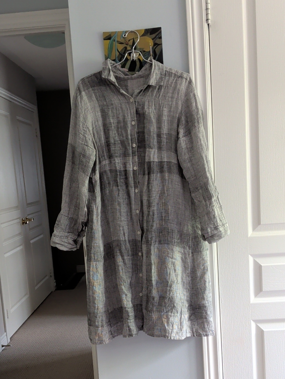 The Sleep Shirt Women’s 100% Linen Classic Collared Button Up Sleep Shirt Dress